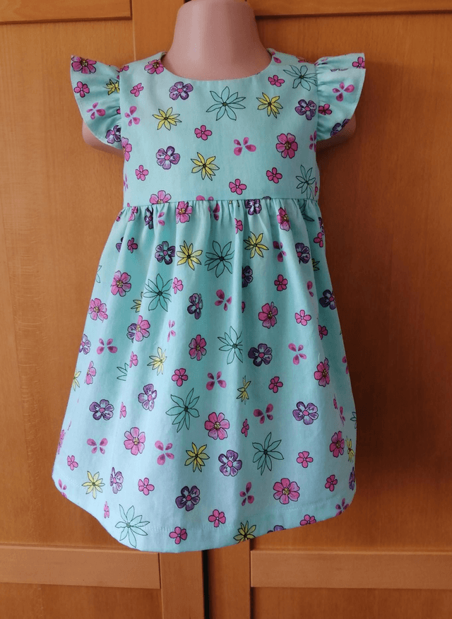 Dress - 12 mth (80 cm).   Aqua flowers